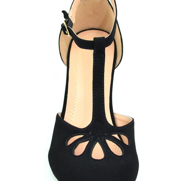 Chase & Chloe WOMEN T-STRAP TEAR DROP VINTAGE HEEL - Picture 5 of 5